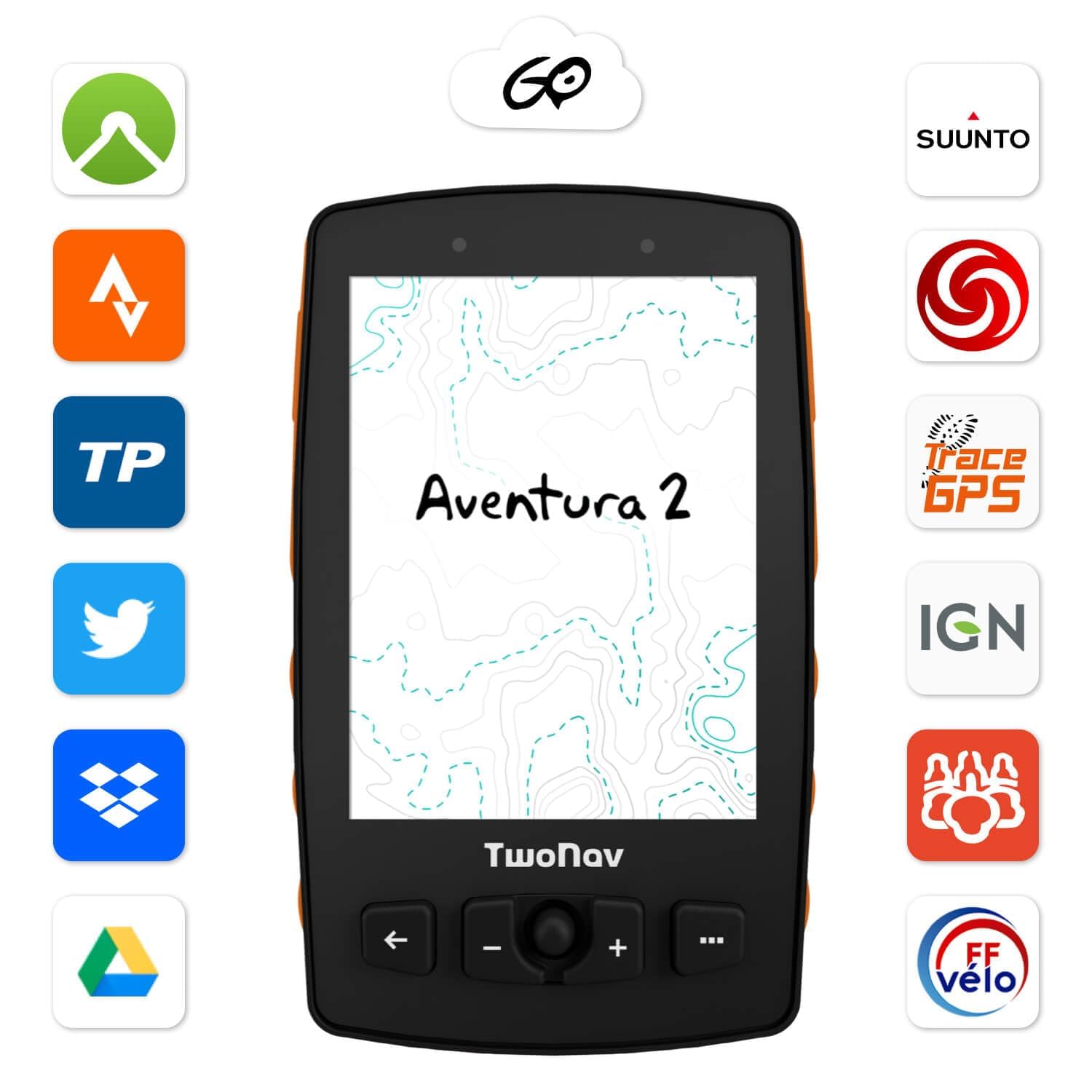TwoNav Aventura 2 Plus (32 GB) + Mapa España IGN 1:25000 Topo, GPS de Mano con Pantalla Amplia 3.7 Pulgadas, Botones y Joystick para montaña, Alpinismo, Trekking o Senderismo. Color Naranja