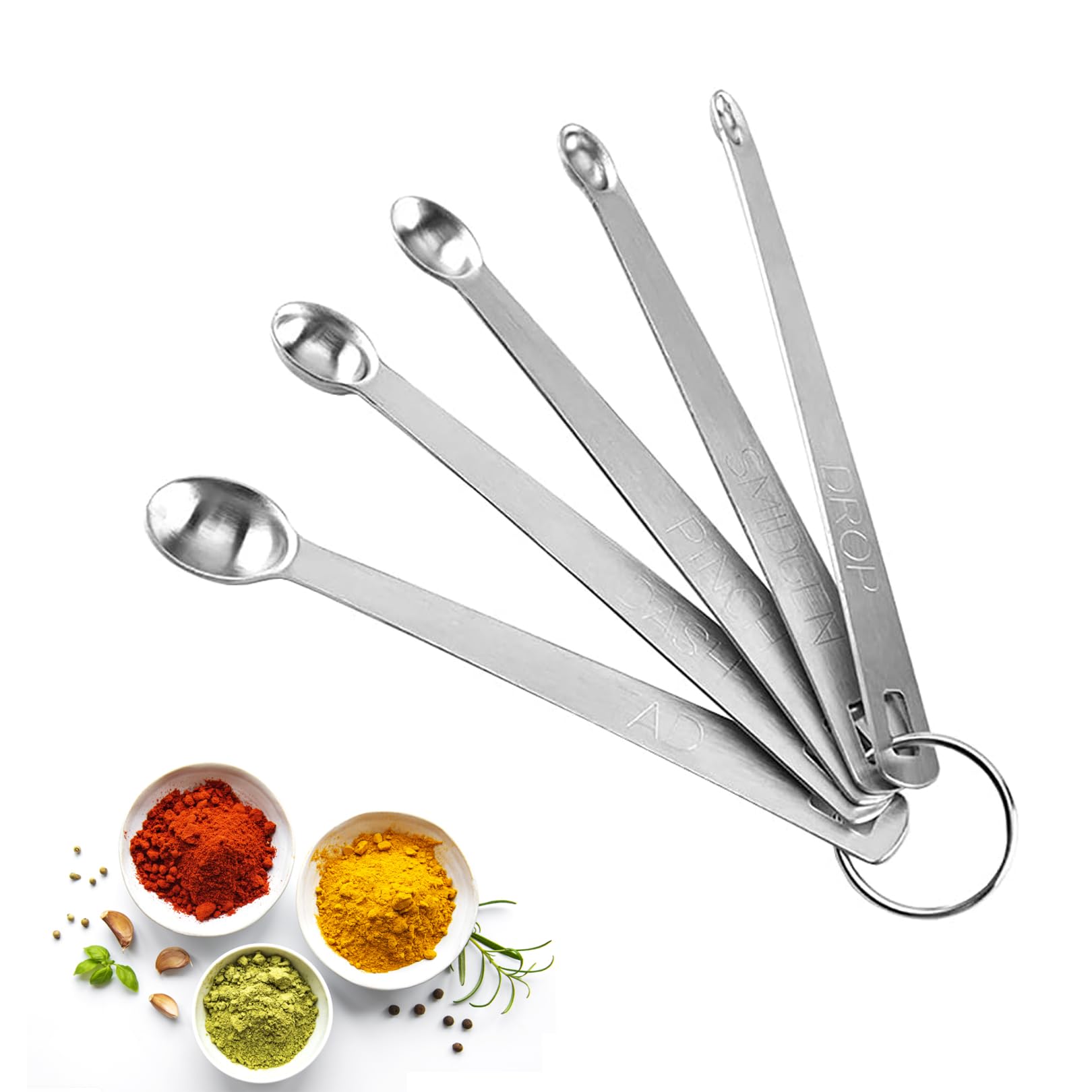 5 Pcs Mini Premium Stainless Steel Measuring Spoons, 5 Piece Set, Solid