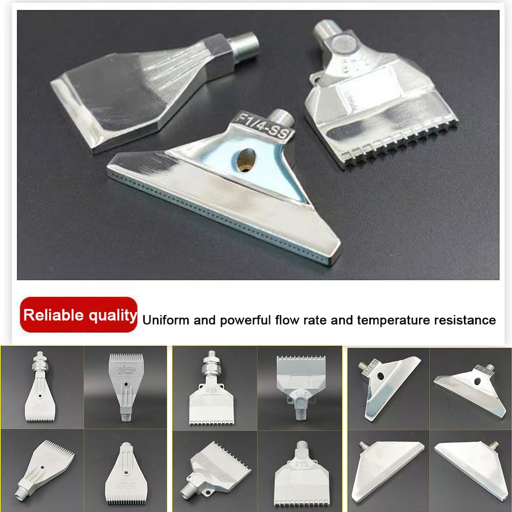 Ugello piatto in acciaio inossidabile Linea maschile da 1/4 "ugello di aria BSPT, coltello d'aria, ugello di soffiatura della polvere da 8-16 fori, soffiatore, argento aria compresso