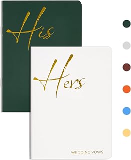 Vow Books His and Hers, Wedding Vow Books with Gold Foil Lettering for Your Wedding, Perfect Wedding Present for Keepsake-Green&White