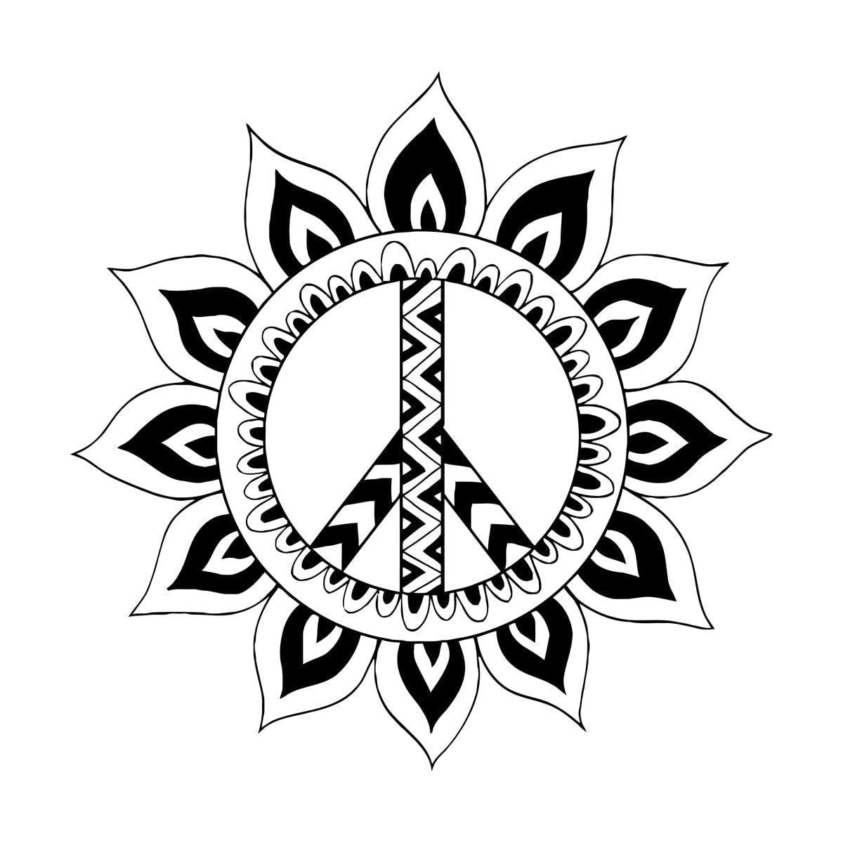 Lzhouting Wall Stickers 1818 Mandala Wall Decal Creative Hippie Peace Symbol Pattern Vinyl Removable Wall Stickers Living Room Study Room Decorative Extra Large - 84X84cm