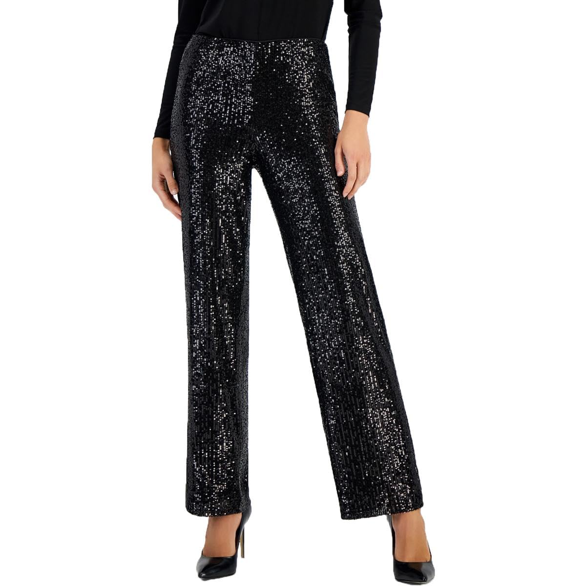 Anne Klein Womens Pull on Hollywood Waist Wide Leg