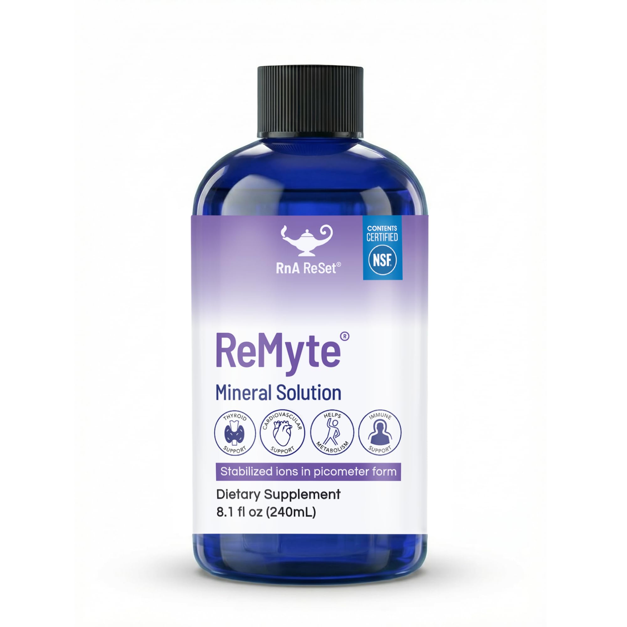 RnA ReSet - ReMyte Minerallösung, flüssiges Multimineral, Elektrolytlösung, 12 Mineralien wie Jod, Selen, Zink, Magnesium, Bor, Von Dr. Carolyn Dean - 240ml