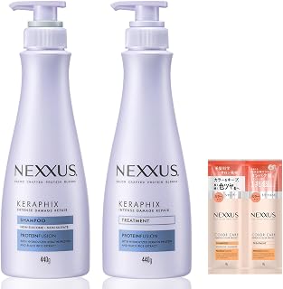 Nexxus 【セット買い】(ネクサス) インテンスダメージリペア シャンプー+コンディショナー(トリートメント) 各440g 1回分おまけ付き 日本製