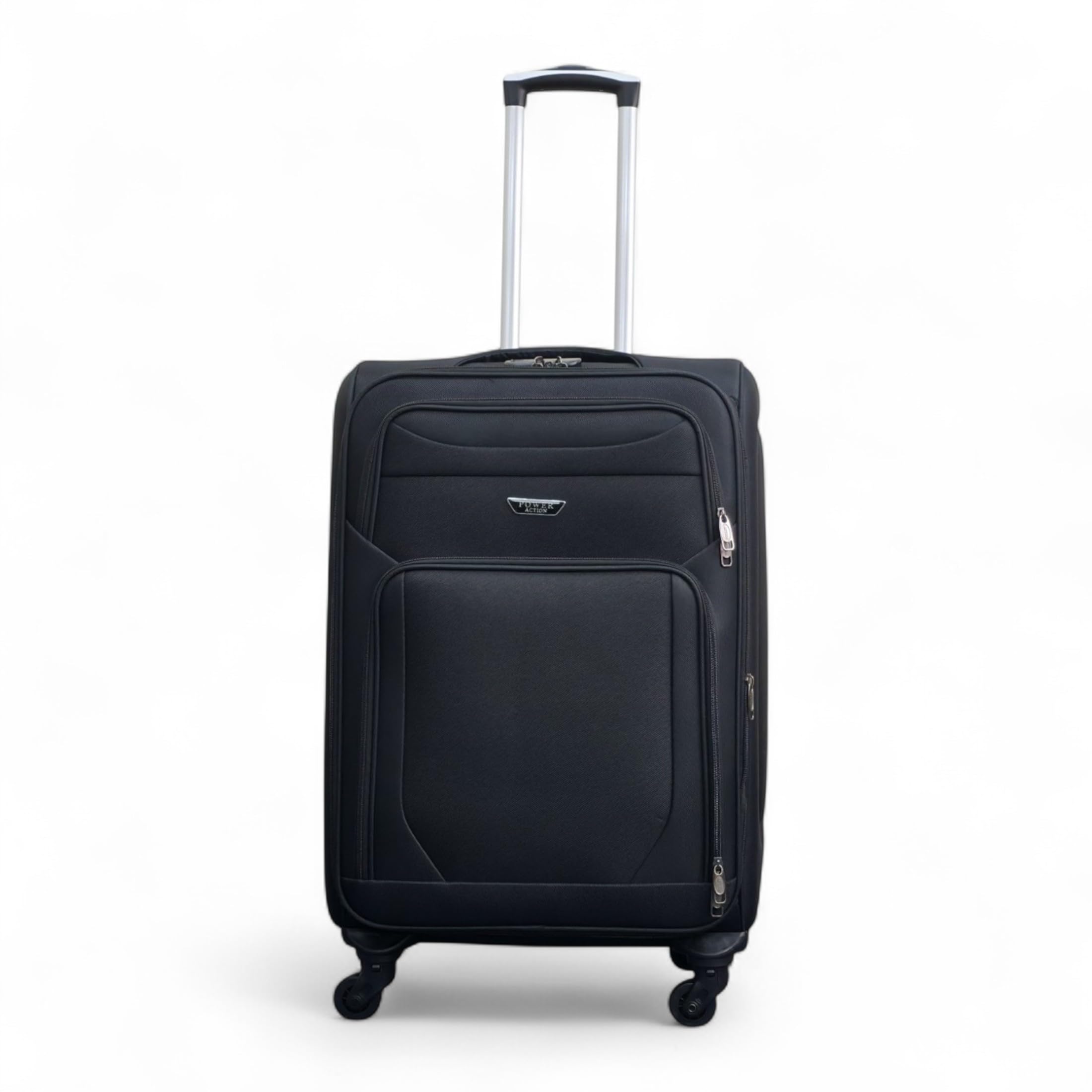 Infinity Leather Zestawy bagażowe rozszerzalne Soft Shell Lekkie walizki na kółkach z nylonu do podróży, walizka kabinowa, walizki na wakacje, Czarny, 24" Medium, Walizka