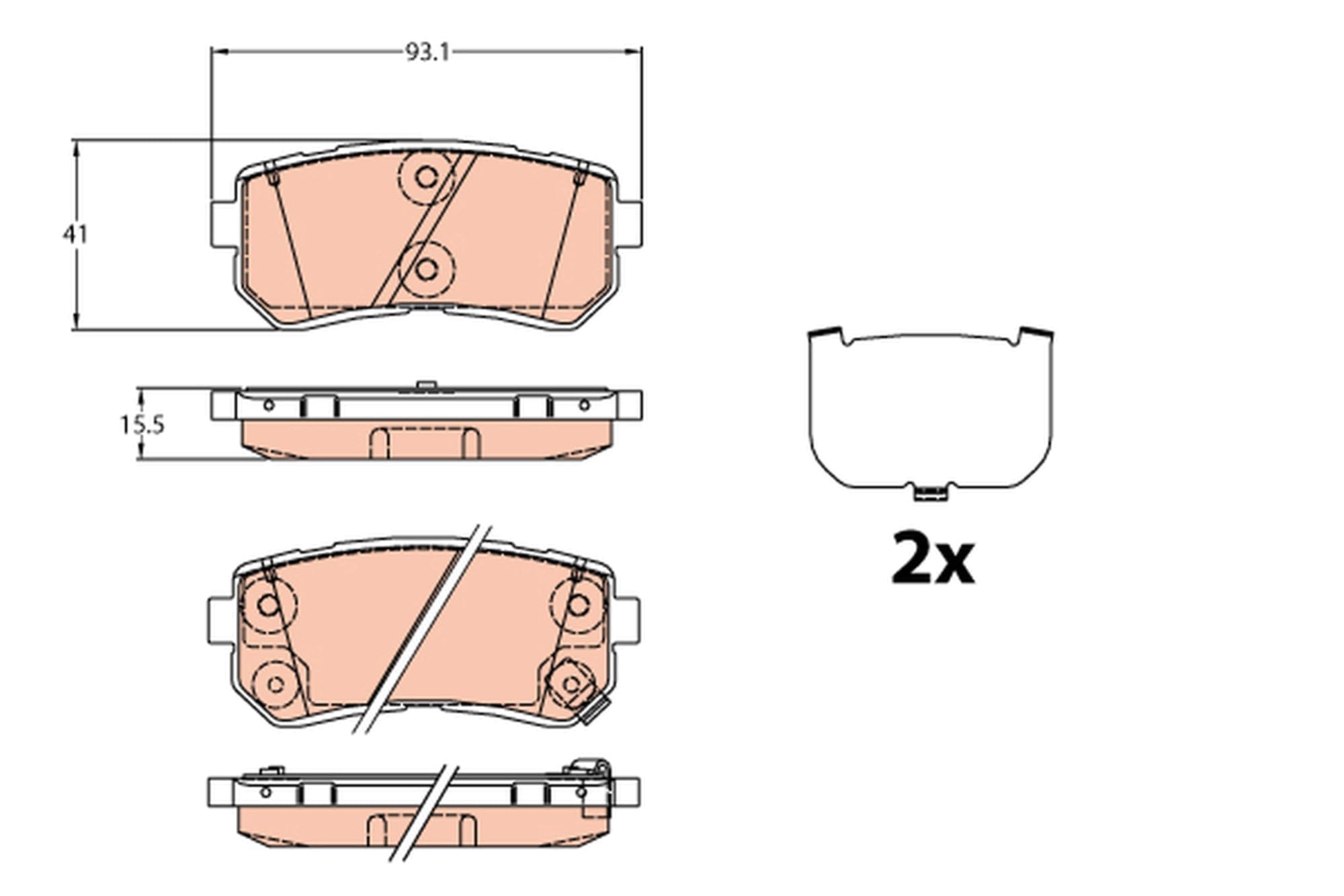 TRW GDB3636 Pastiglie Freno Set di 4 para Kia Sportage SUV (QL, QLE) 2015-2022 Assale Posteriore e Altri Veicoli