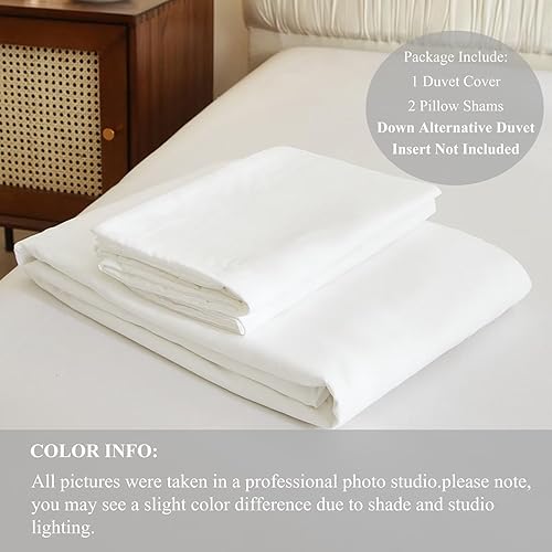 Miniatura 7 de VClife Juego de funda de edredón blanca de microfibra lavada, tamaño California King, juego de ropa de cama blanca de 3 piezas, 1 funda de edredón