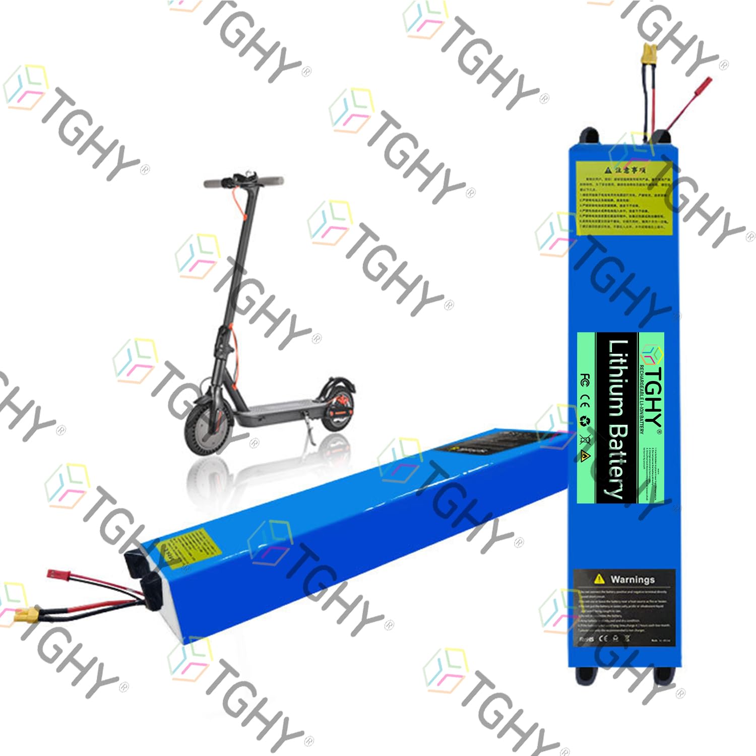 TGHY Batteria al Litio da 36 Volt per Monopattino Elettrico, 36V 7.8AH 9AH 10.5AH, Rimovibile e Pieghevole, per Motori di Skateboard da 0-350W, con Caricabatterie Incluso.,36v9ah