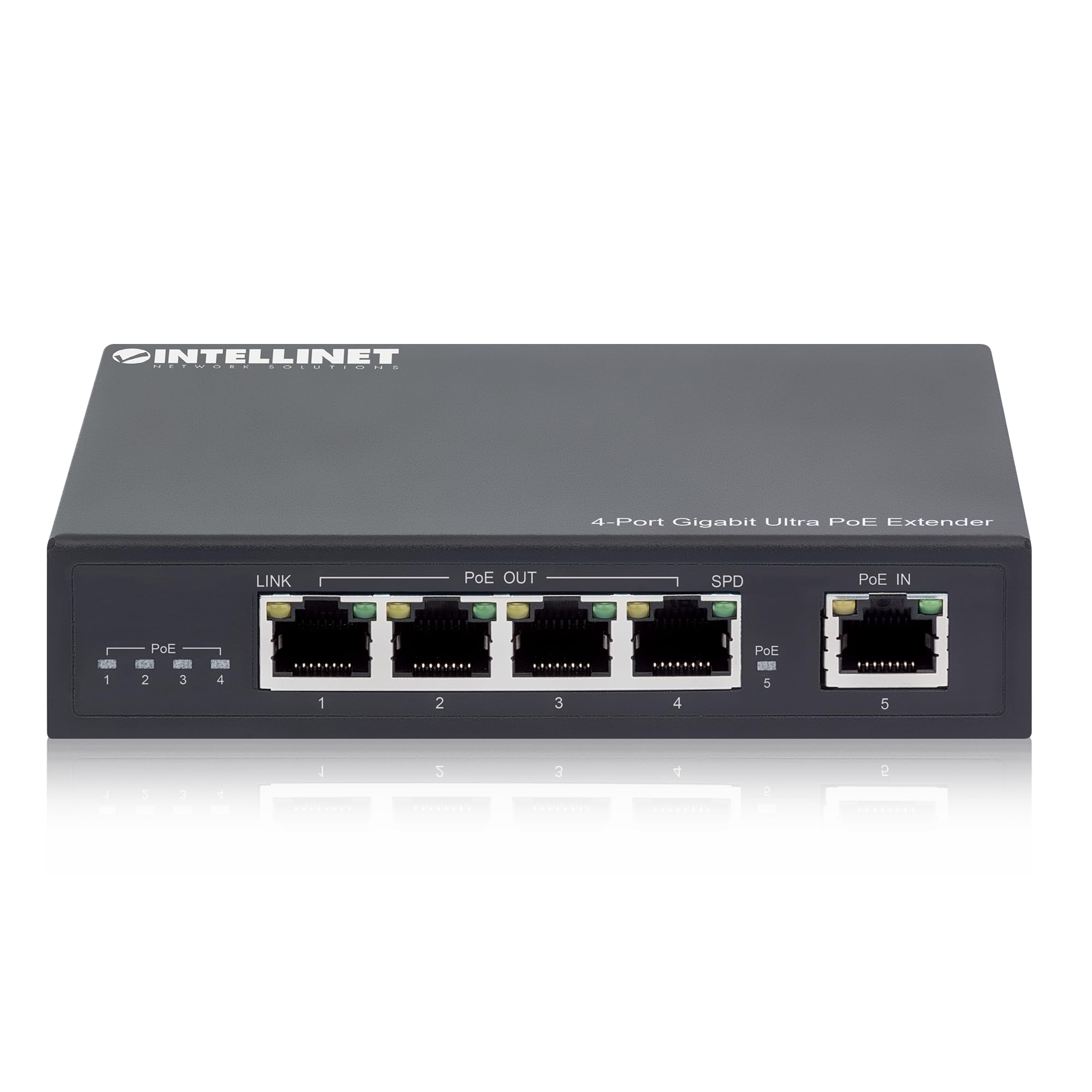Intellinet 4 Port Gigabit PoE++ Extender - 90 W Output Poe Budget, Extends PoE up to Another 328 ft., Fanless Quiet, Metal Housing - 3 Yr Mfg Warranty
