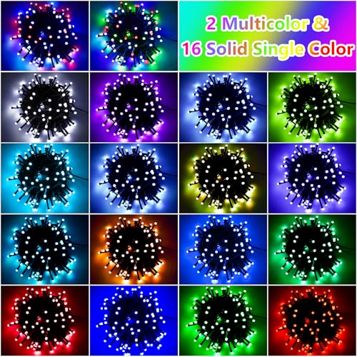 Solar String Lights Outdoor Waterproof 40Ft, 18 Colors Changing 100 LED Christmas Lights Solar Powered & USB with Remote - Additional View