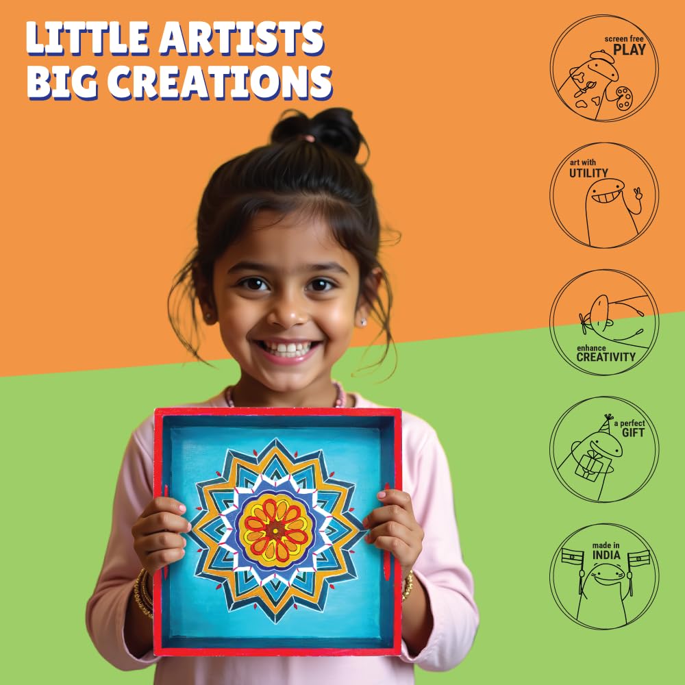 Kalakaram Make Your Own Mandala Art Beverage Tray DIY Activity Box, for Kids 12+ Year, Craft Educational Kit for Kids, Creativity Kit for Girls/Boys, Gift for Boys and Girls, Traditional Painting Kit - Image 6 thumbnail