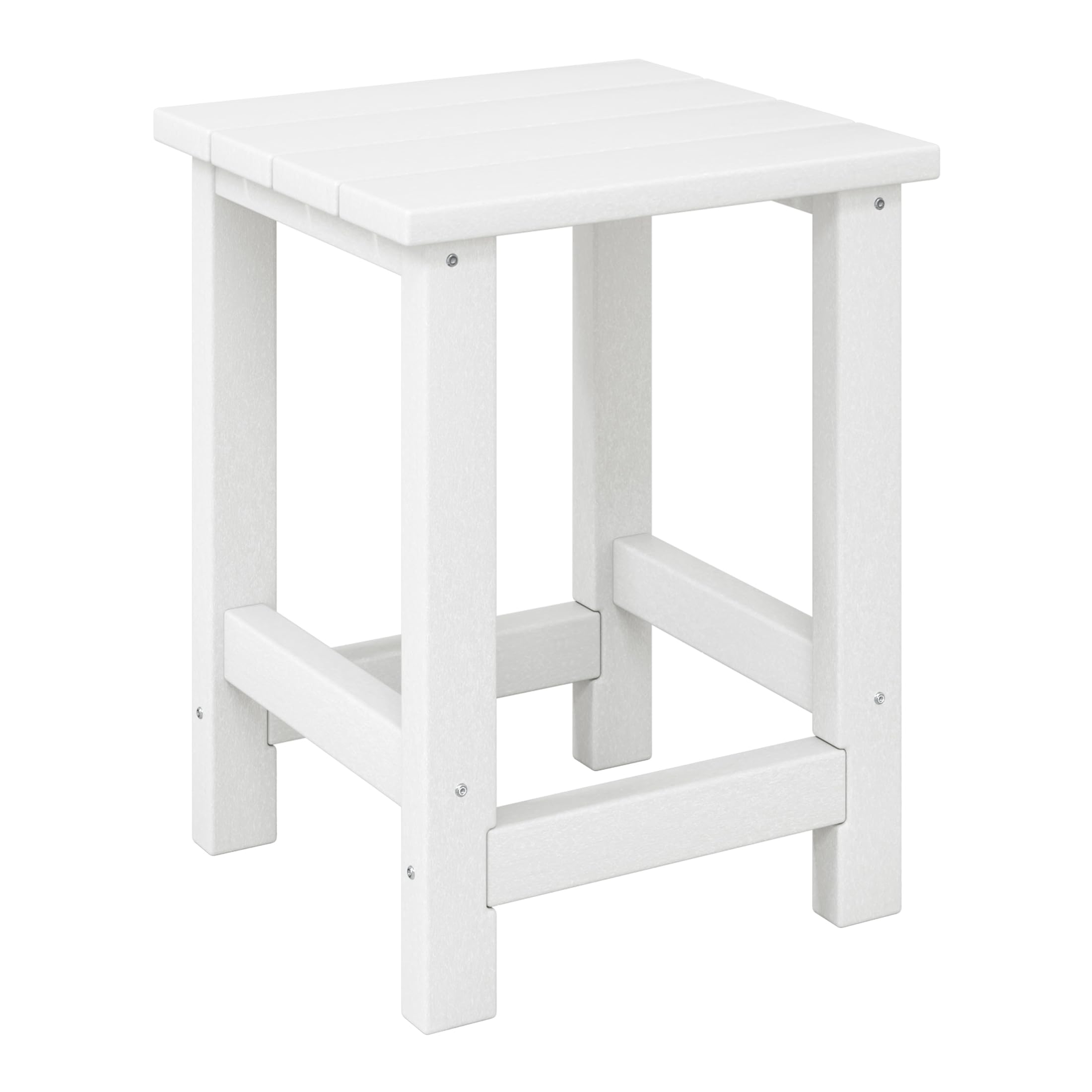 Costaelm Kids Outdoor Side Table, Small Patio HDPE Adirondack Square Table, Porch End Table for Outside Pool Garden, White