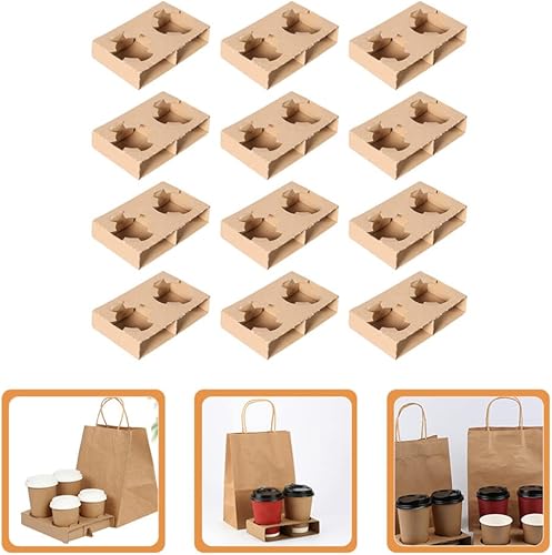 Miniatura 4 de SOLUSTRE 50 Uds. Porta vasos de papel corrugado para bebidas calientesfrías y bandejas de herramientas de servicio de alimentos, soporte para