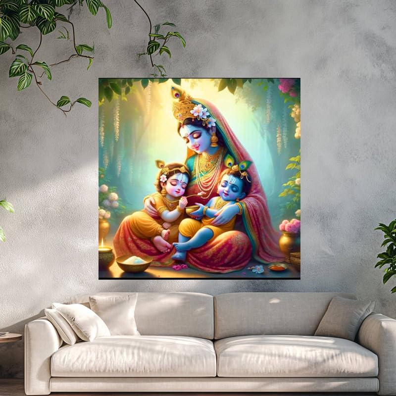 Image of British Terminal Cute little Bal Gopal Baby God Krishna| Kanha Ji | Laddu Lord Makhan Chor Painting Religious Poster for Pregnant Women for wall (matt thin vinyl,sticker,multicolor,unframed)| bj86