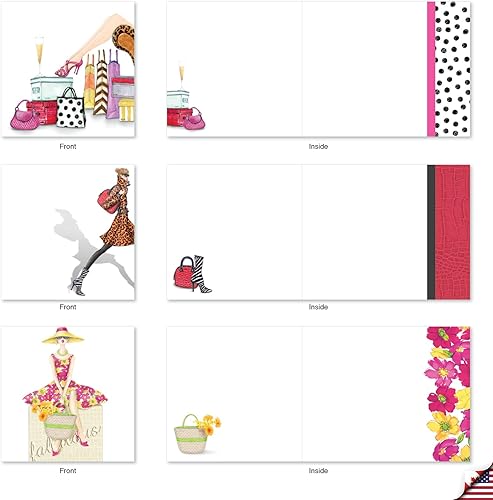 Miniatura 3 de The Best Card Company - 10 tarjetas de notas en blanco para mujer (4 x 5.12 pulgadas) - Tarjetas de felicitación de moda surtidas para todas las