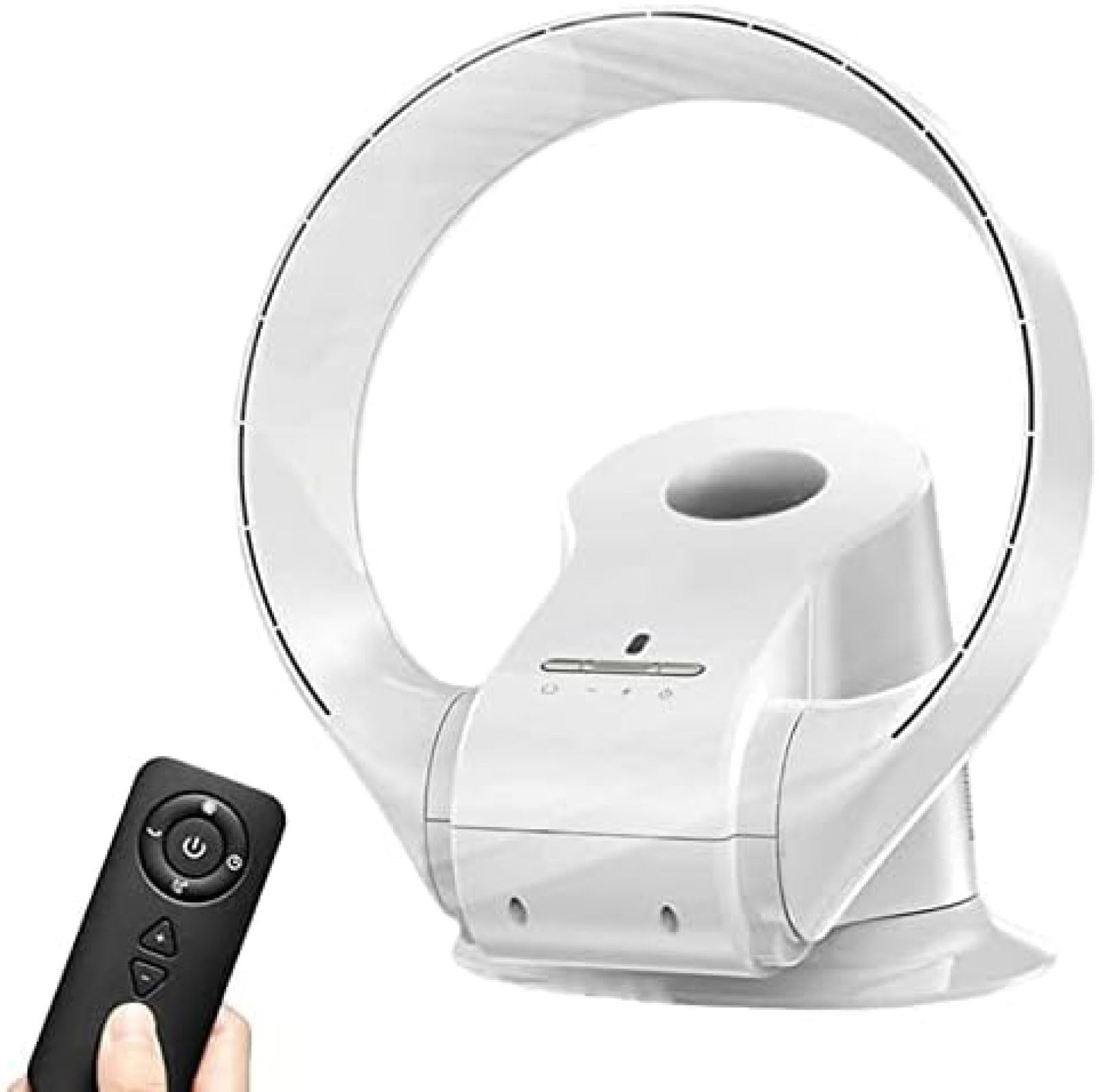Ventilateur Mural Avec Télécommande, Ventilateur Sans Pales De 35,7 Cm, Ventilateur De Bureau De 26 W, Ventilateur Sur Pied Oscillant À 80 Degrés, Noir/argent/blanc,Blanc,Sensational421