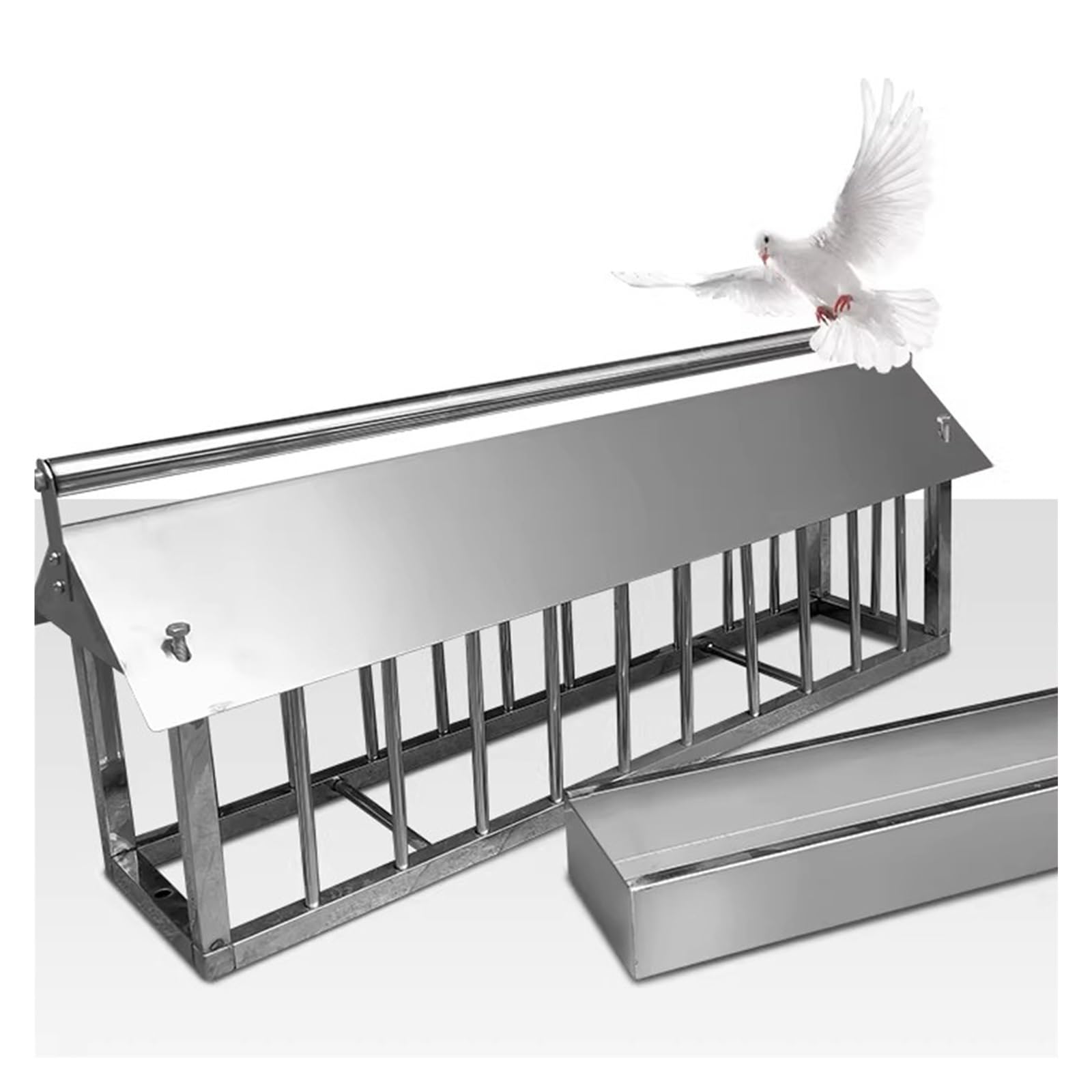 Comedero de acero inoxidable para aves de corral, sin desperdicios, comedero para pollo, pato, codorniz, uso en el patio de la granja