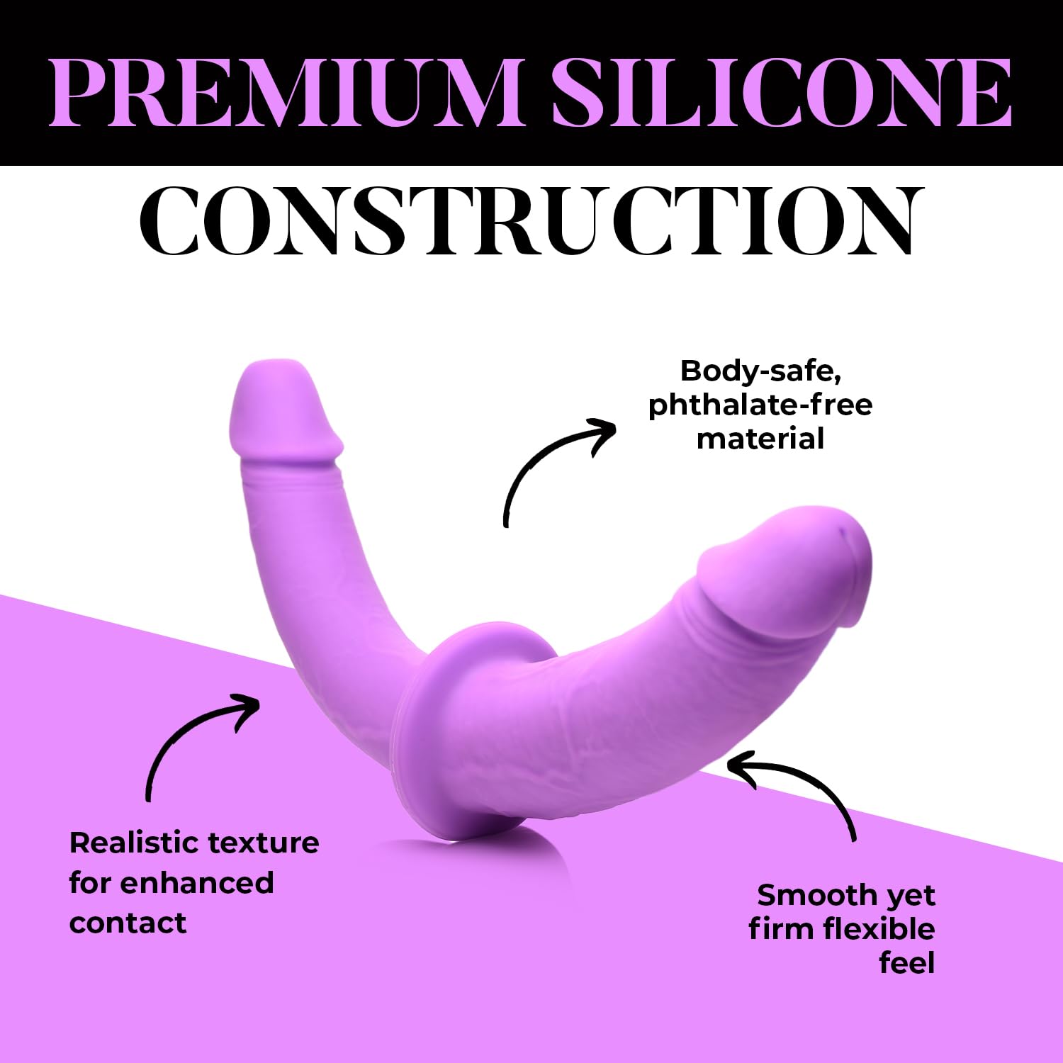 Strap U Double Charmer - Dildo doppio in silicone di alta qualità, per penetrazione con imbracatura regolabile, per donne, uomini e coppie, in silicone, regolabile, punto G, anale, prostata, vagina