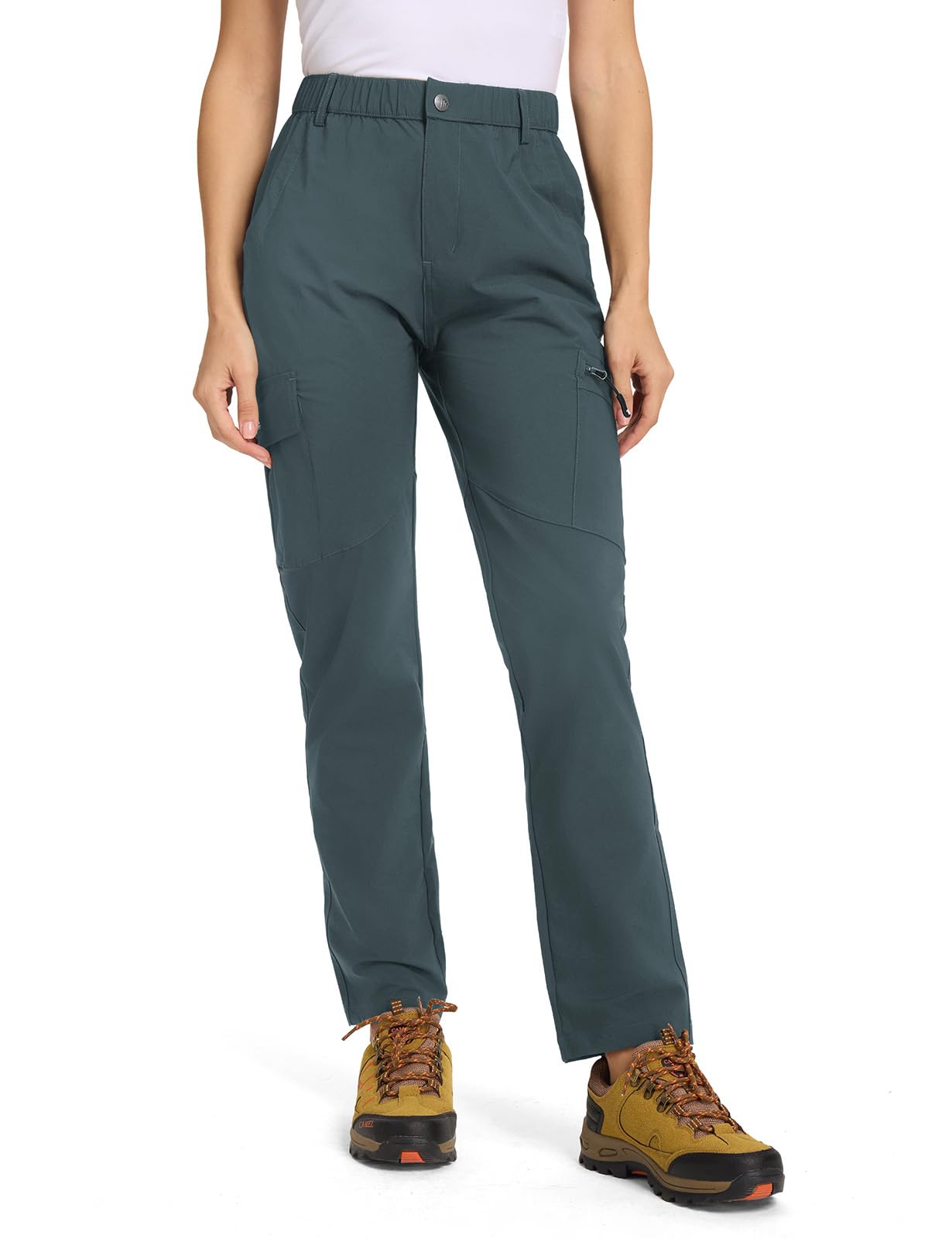 donhobo Pantalon de randonnée pour femme - Léger et respirant - Pantalon cargo - Imperméable - Séchage rapide - Stretch - Pantalon d'extérieur - Protection UV - Pantalon fonctionnel avec 6 poches