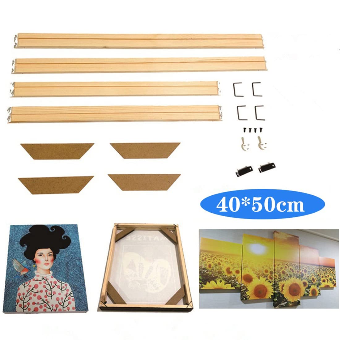 MDYNI Kit De Marco De Madera Sólido 40x50cm Para Lienzo Y Pintura - Fácil Montaje DIY