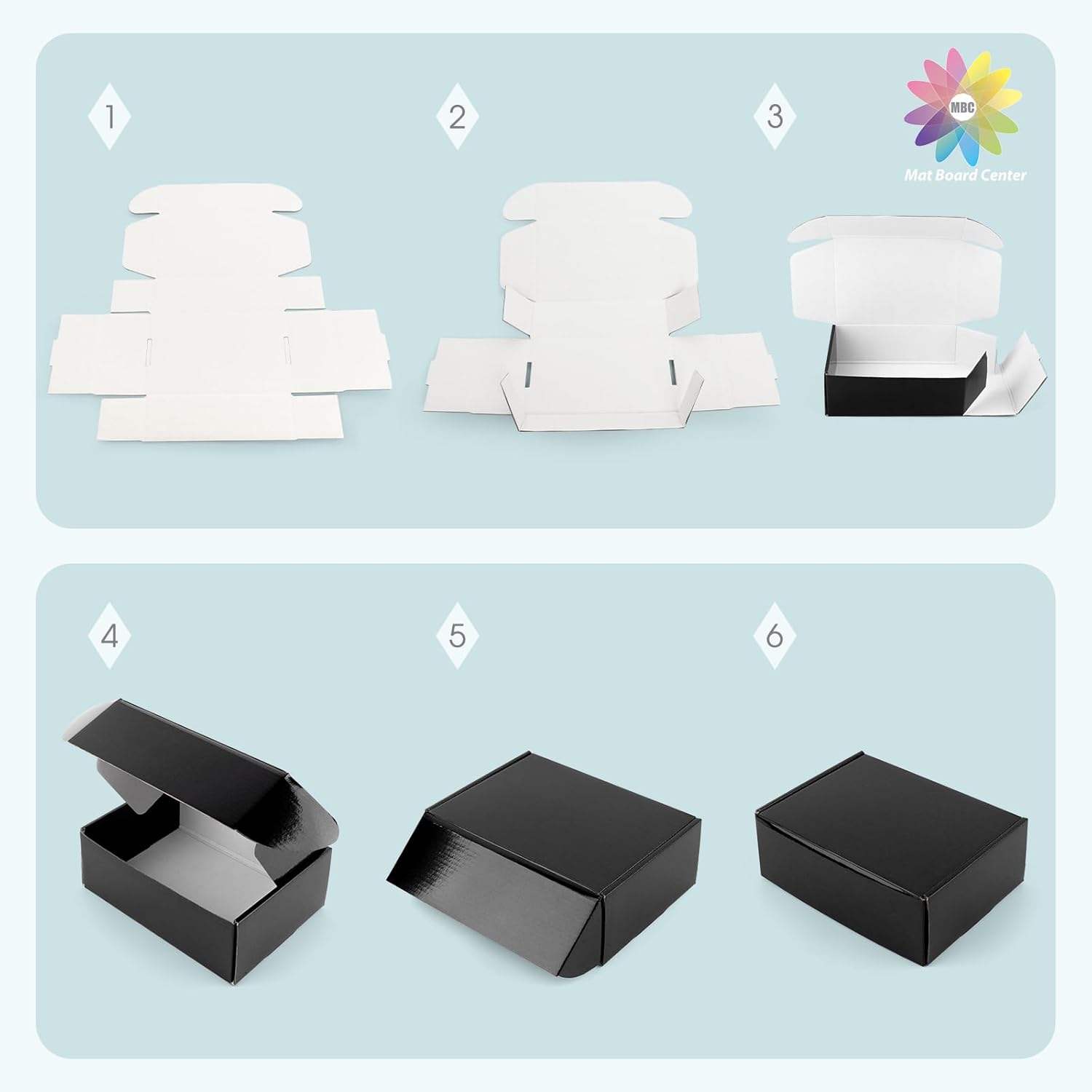 Mat Board Center, 6x6x2 Shipping Black Box, Waterproof Mailer Sturdy Box for Small Business Mailing, Cardboard Corrugated Carton, 26 Pack