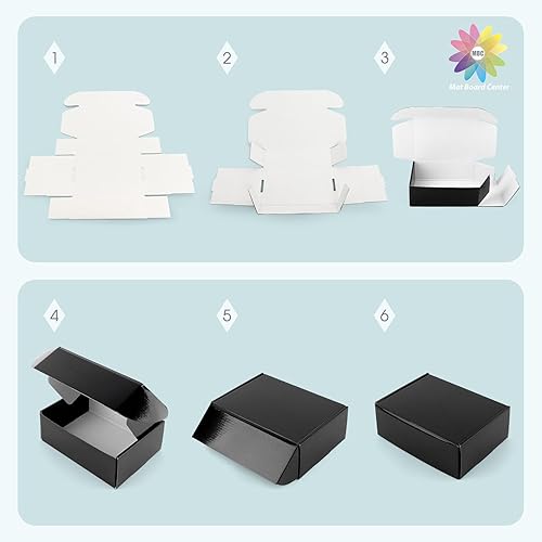 Miniatura 5 de Mat Board Center, caja negra de envío de 6 x 6 x 2, caja resistente al agua para correo de pequeñas empresas, cartón corrugado, paquete de 26