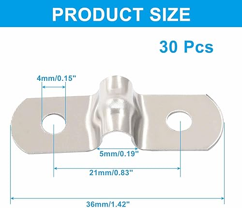 Miniatura 2 de 30 abrazaderas de conducto de dos agujeros de 14 de pulgada, correa rígida de acero inoxidable M5, abrazadera en U de metal, soporte de correa de