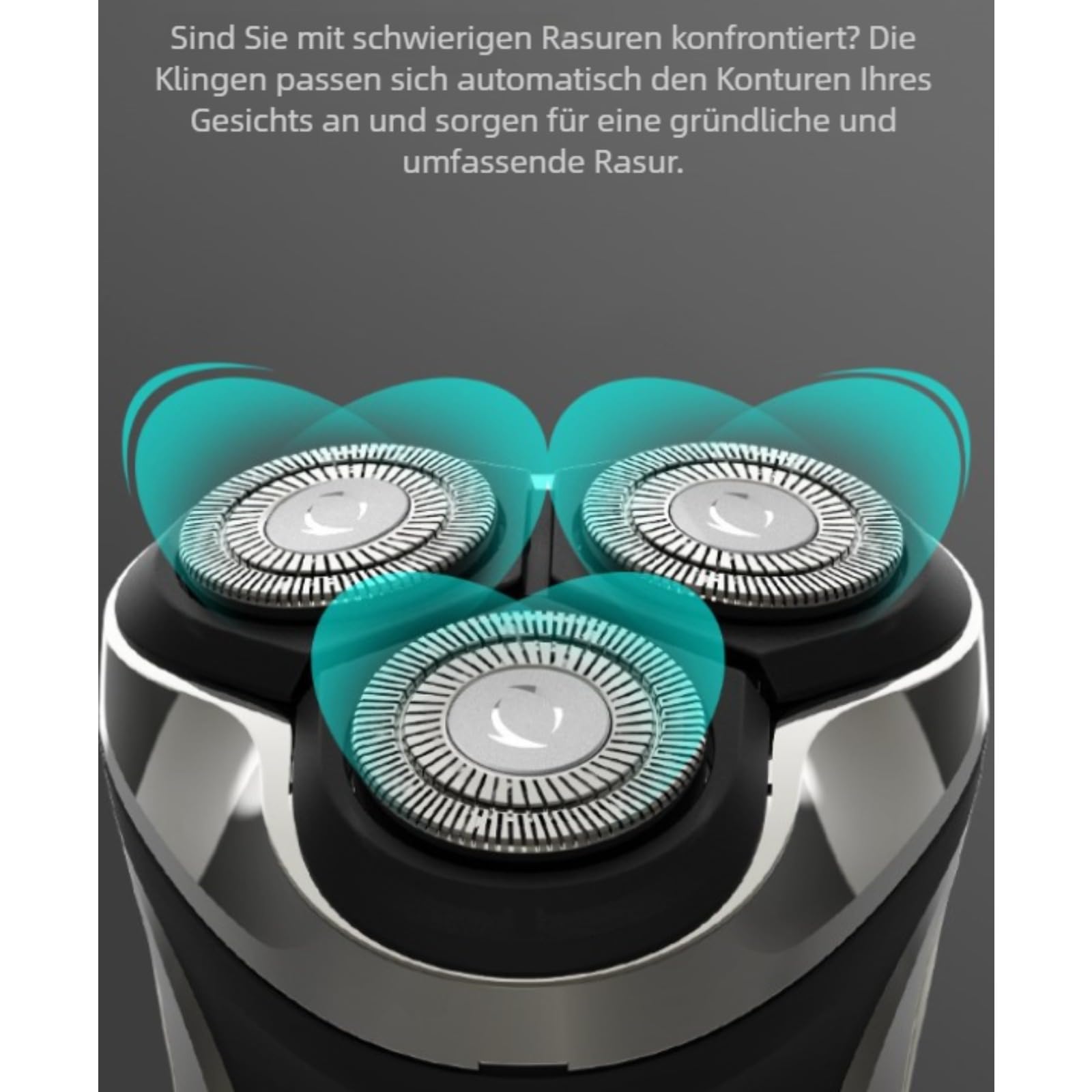 oryzon Herrenrasierer V1 Pro, Laufzeit Bartschneider Wasserdicht, Nass- & Trockenrasierer Herren (Grau)