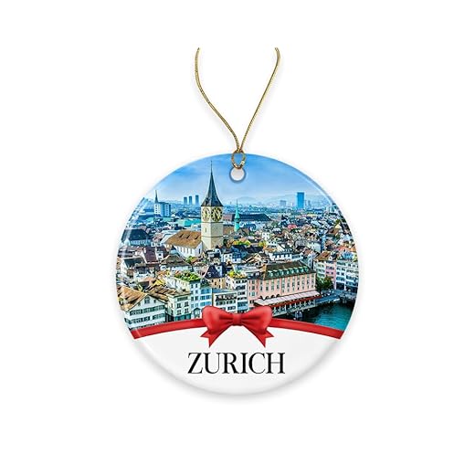 Zurich Christmas Ornament, Christmas Ornaments Travel Souvenir Collection Gift for Family, Christmas Tree Ornament City Travel, Zurich Travel Gift Xmas Holiday Printed on Both Sides