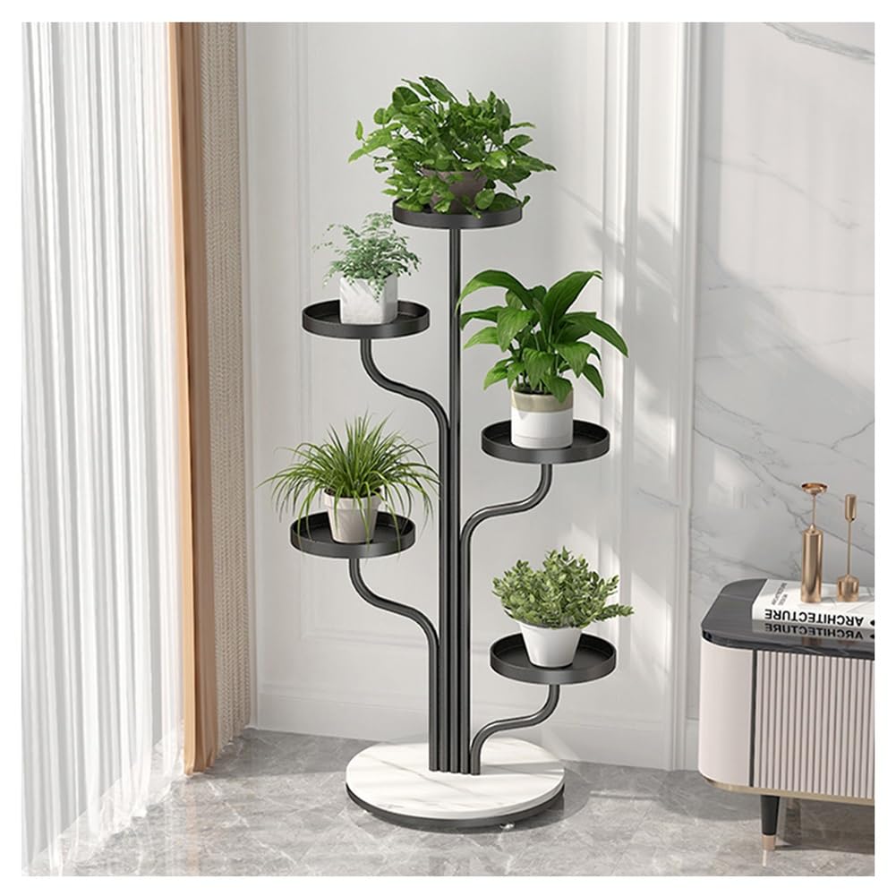 Generisch 5-Tier Metal Plant Stand - Sturdy Vertical Flower Rack with 5 Shelves for Indoor & Outdoor Use, Ideal for Home, Office, Garden, Balcony & Patio - Black