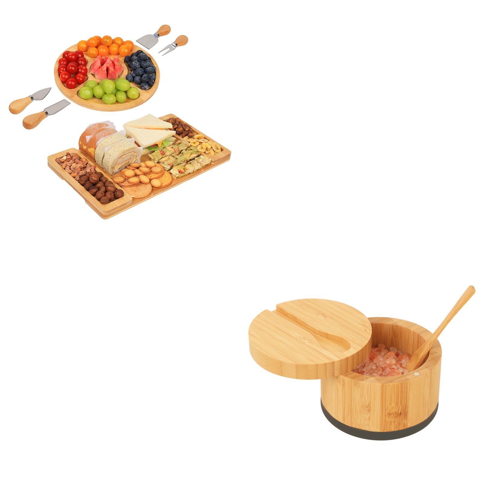 Charcuterie Boards Gift Set & Beardo Bamboo Salt Cellar