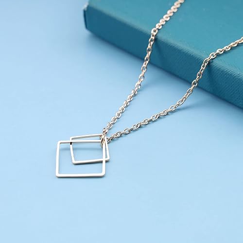 Miniatura 7 de YienDoo Collar cuadrado bohemio en Y, gargantilla de cadena cuadrada dorada, collar de Lariat cuadrado minimalista, collar con colgante cuadrado