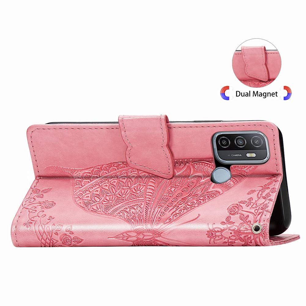 Custodia Oppo A53 2020 Con Portafoglio E Cinturino - Farfalla Diamante Nero