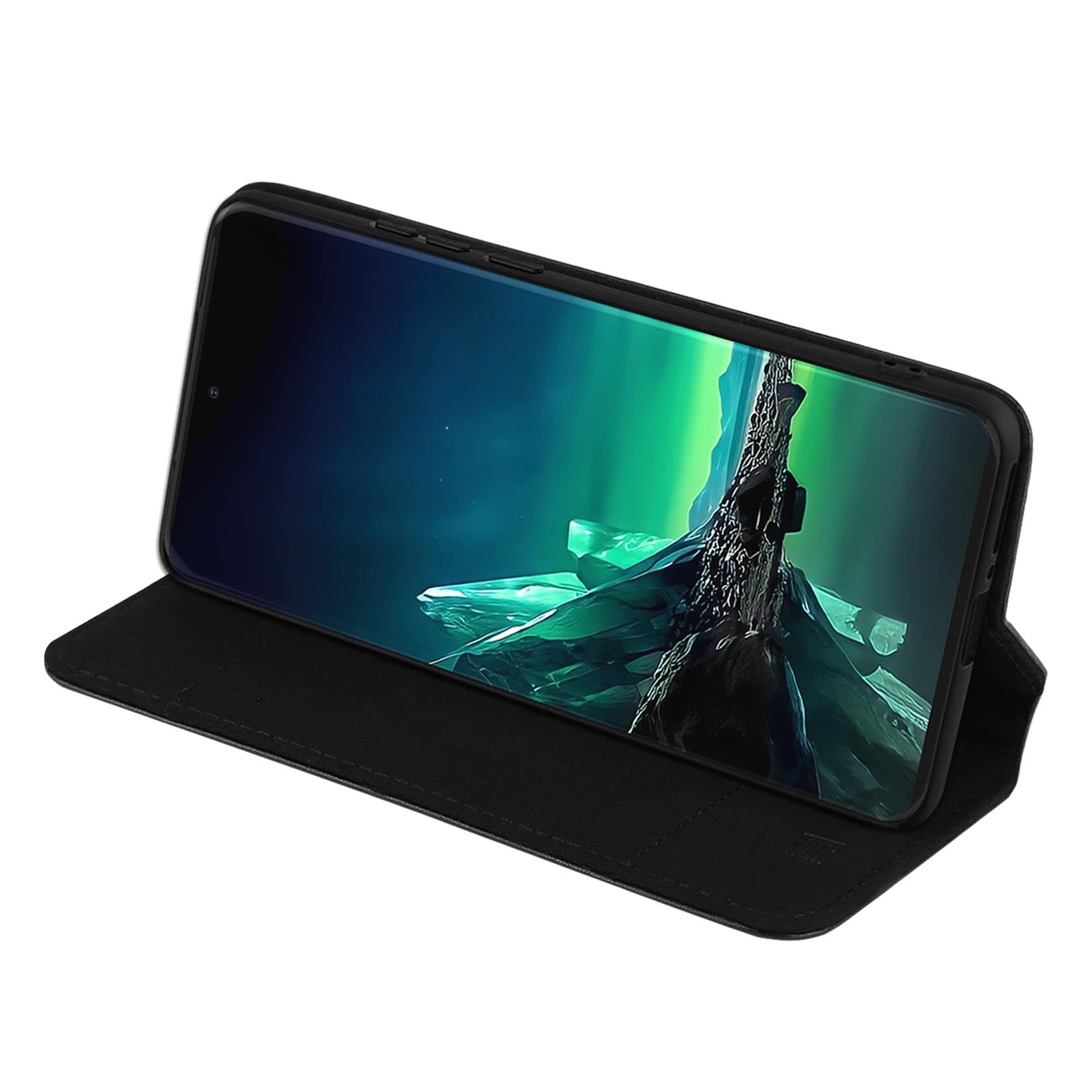 32nd Klassieke Serie 2.0 - Echt Lederen Boek Portemonnee Flip Hoesje Cover voor Motorola Moto G8 Power Lite, Echt Lederen Ontwerp Met Kaartsleuf, Magnetische Sluiting en Ingebouwde Standaard - Zwart