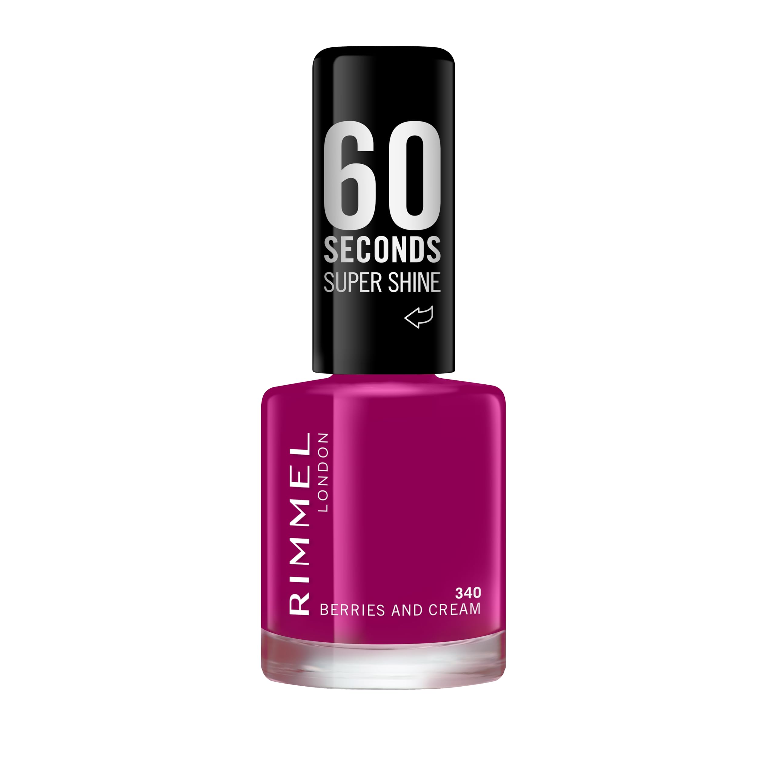 Rimmel London Colour Your Way 60 Seconds Super Shine Nail Polish-Quick Drying-Resists Chips & Fading, Lasts Up To 10 Days-Precise Application In One Stroke, 340 Berries And Cream, 8 ml ( .25 fl.oz)