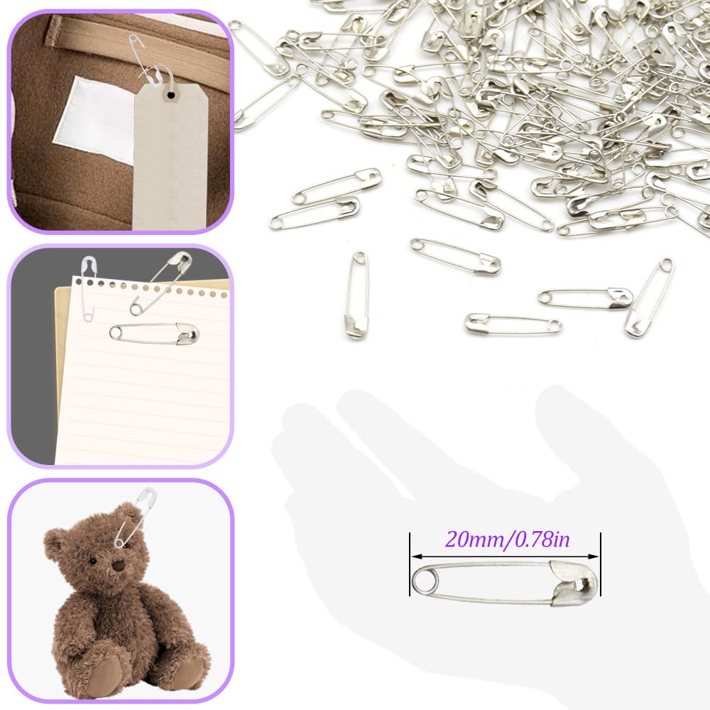 500 Pezzi Spille da Balia 20mm Mini Spille Balia Spille di Sicurezza Piccole per Arti Mestieri, Cucito, Abbigliamento（Sliver/20mm）