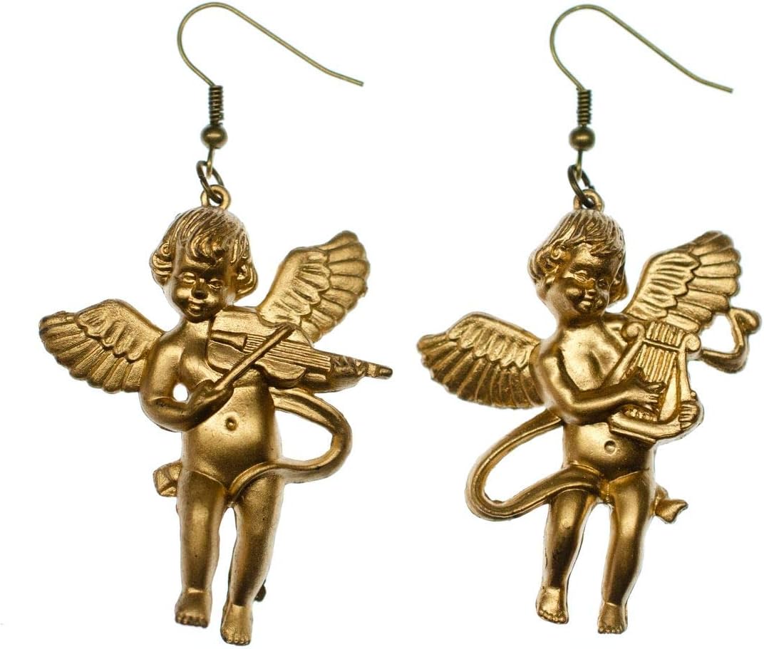 MiniblingsAngel Earrings Miniblings Christmas Gold Golden Cherubs Cherub