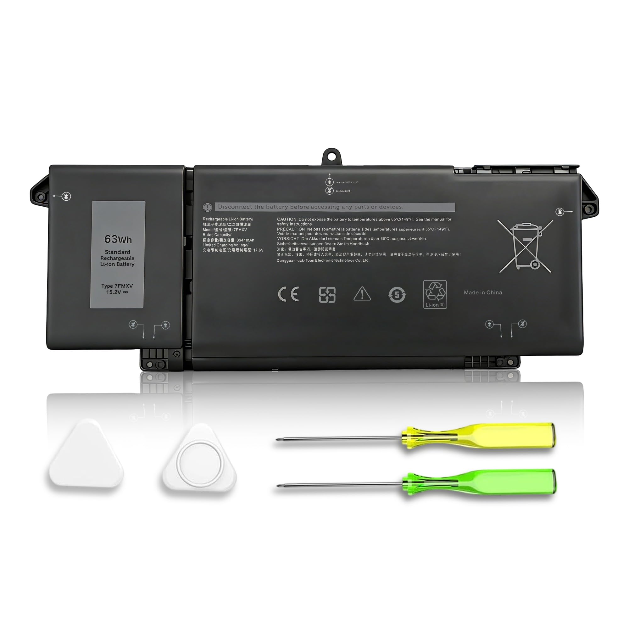 7FMXV 63Wh Laptop Battery Replacement for Dell Latitude 7420 5320 7320 7520 Series Compatible with TN2GY 0TN2GY 9JM71 4M1JN 727CG CN-0TN2GY