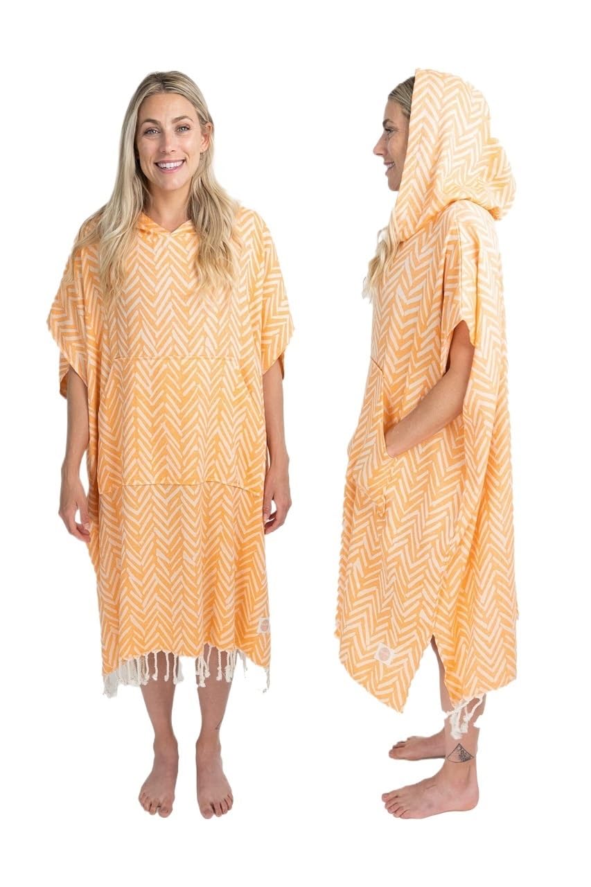 Generico Asciugamano, Poncho da bagno Poncho da surf – Asciugamano grande for il cambio (33 X 37) con cappuccio in cotone for adulti for, spiaggia, piscina(Orange)
