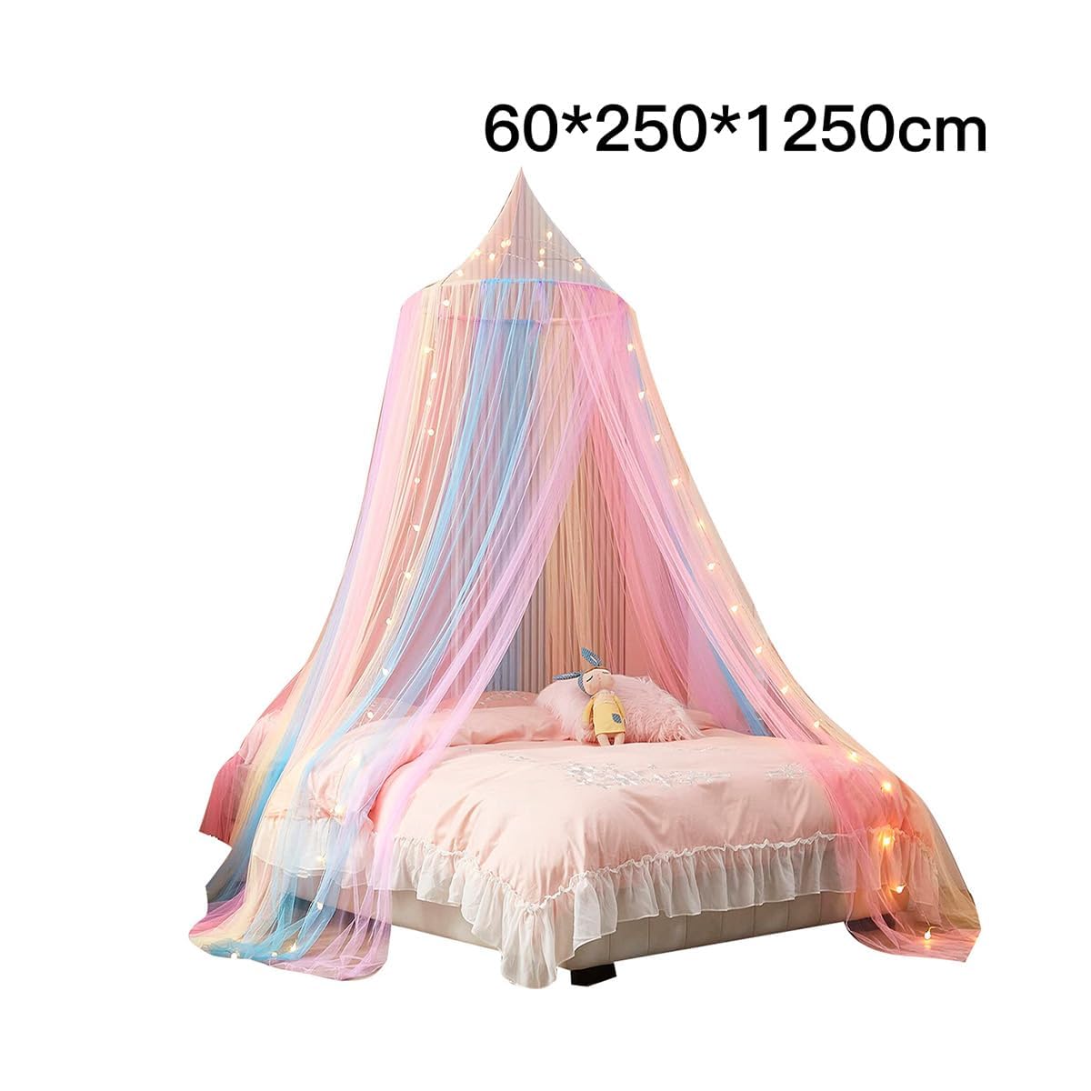 Namvo Moskitonetz fürs Bett, Moskitonetz für Doppelbett, Einzelbett, Bunte Sterne, leuchtender Baldachin, hängendes Moskitonetz für Reisen, Dekoration und Zuhause