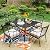 Sophia & William Patio Furniture Outdoor 5 Pieces Dining Set for 4, Metal Patio Table and 4 Chairs, Patio Conversation Set with Seat Cushions and Umbrella Hole for Porch Yard Balcony