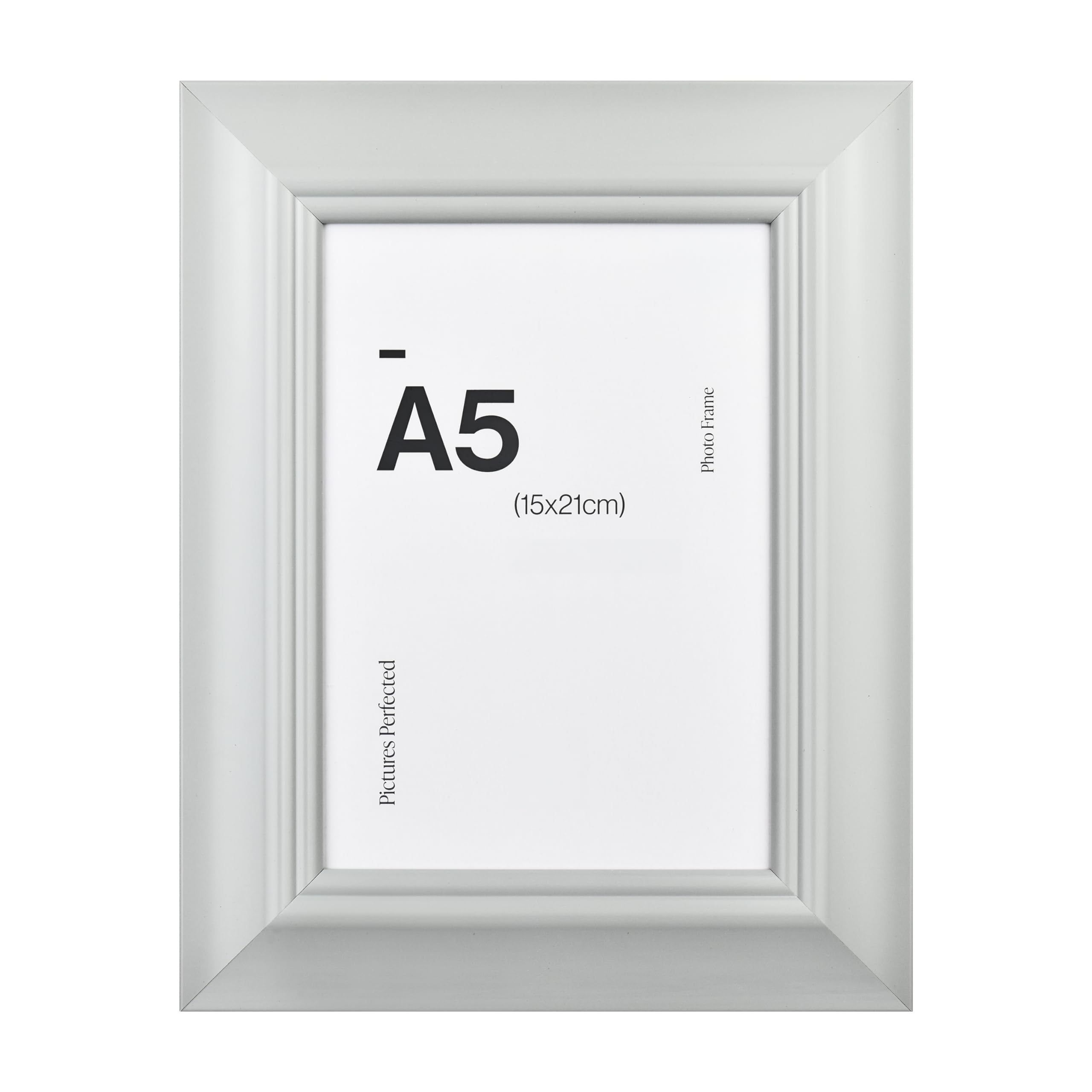 Traditional Grey A5 Photo Frame for A5 (15 x 21cm) Photos or Pictures, Plexi Glass, Freestanding or Wall Mounted Landscape or Portrait