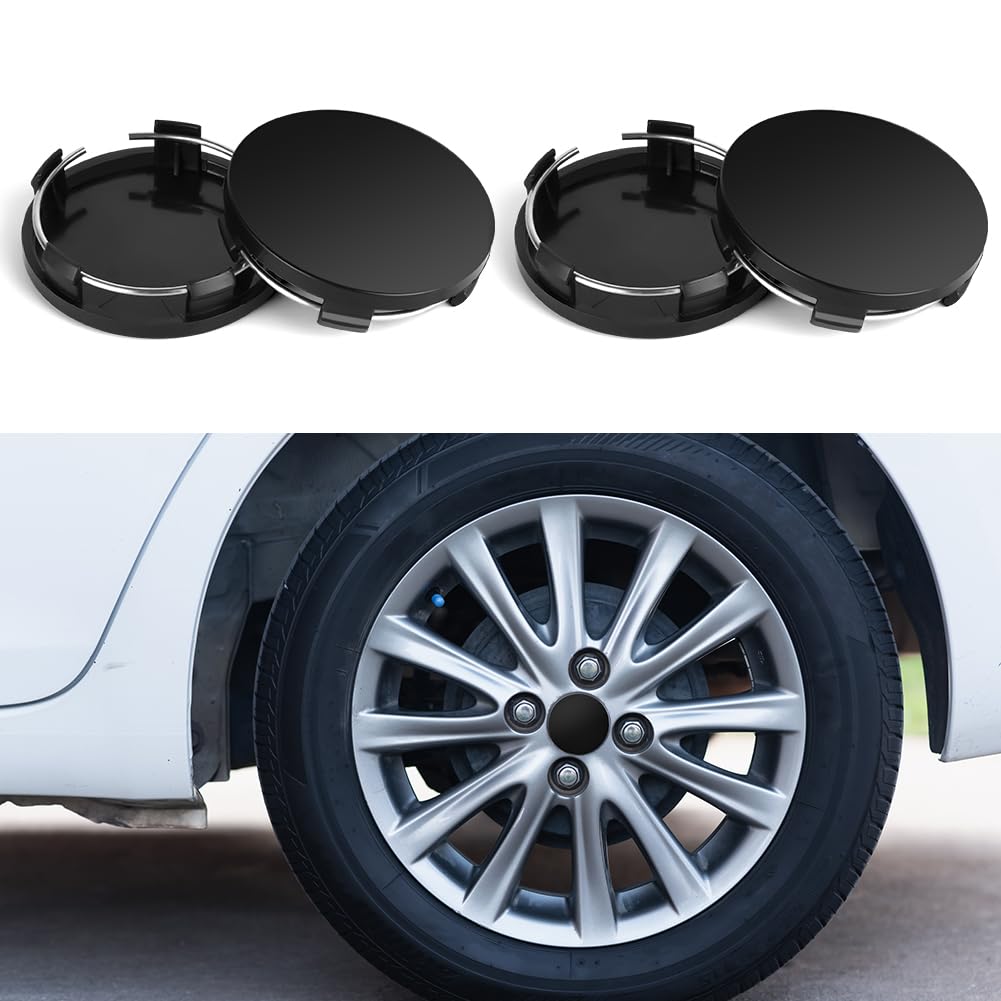 URAQT 4Pcs Hub Centre Caps, 60mm Hub Caps Universal Wheel Hub Caps, DIY Hub Center Caps for Alloy Wheels Black Rim Cover Replacement (Outer Diameter 60mm, Inner Diameter 56mm)