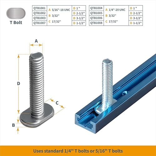 Miniatura 4 de POWERTEC 71713 - Pista en T universal de perfil de doble corte con agujeros de montaje preperforados con kit de intersección 48 pulgadas