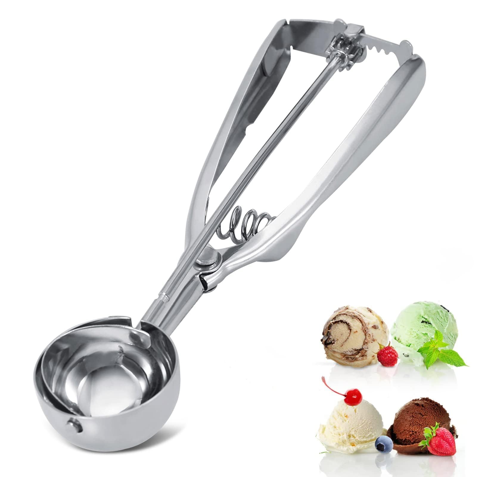 Paletta Per Gelato In Acciaio Inossidabile - Porzionatore Con Rilascio A Grilletto, 2 Misure (4cm E 6cm) - Foto 7