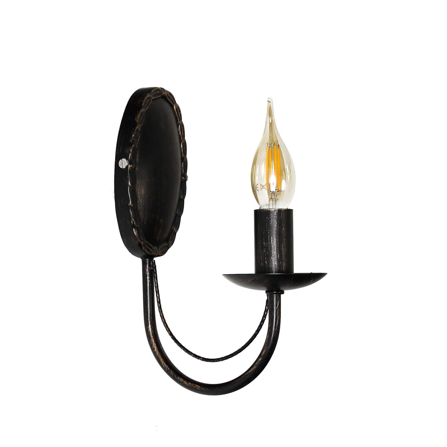 Applique per interni Wioletta Lampada da parete marrone con design a candelabro in metallo stile antico E14 salotto corridoio