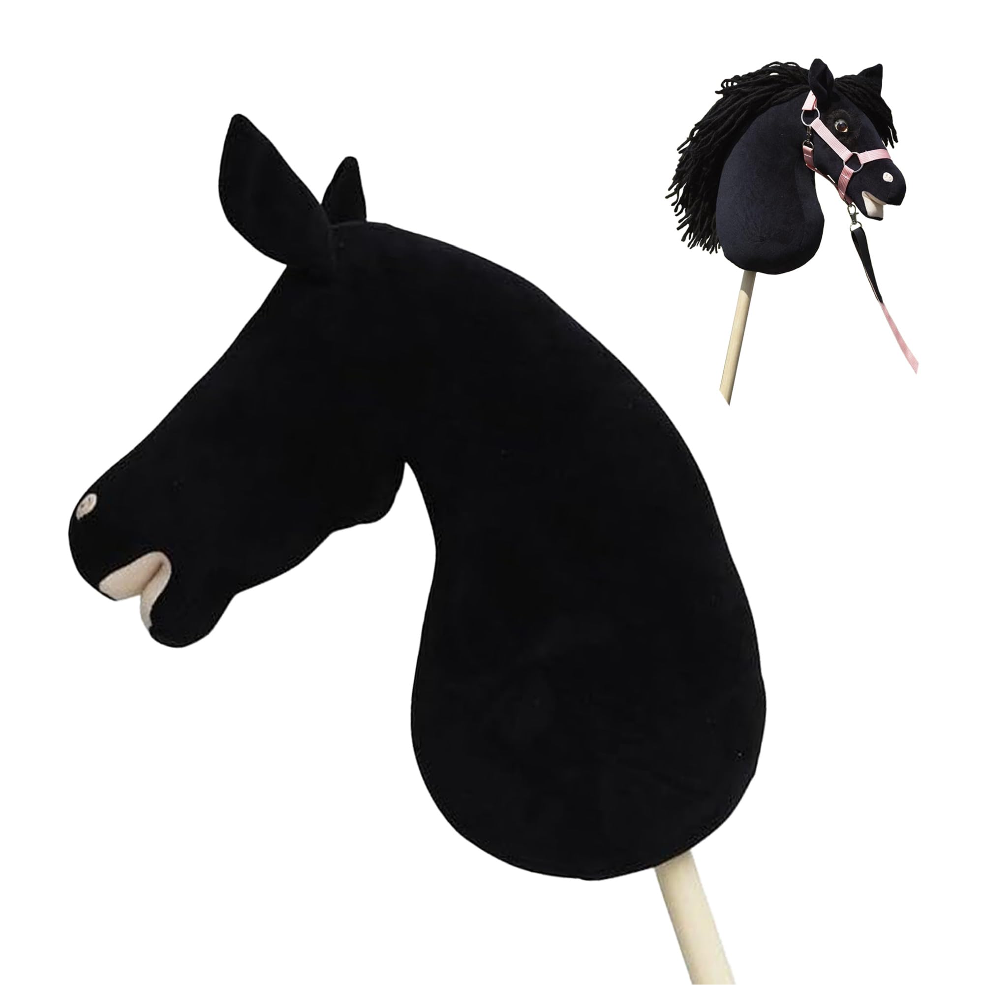 Panduro DIY Hobby Horse | Cheval à Baiser – Cheval Non décoré avec Tige en Bois | Cheval bâton sans roulettes, sans Son | Longueur 85 cm | Friesian