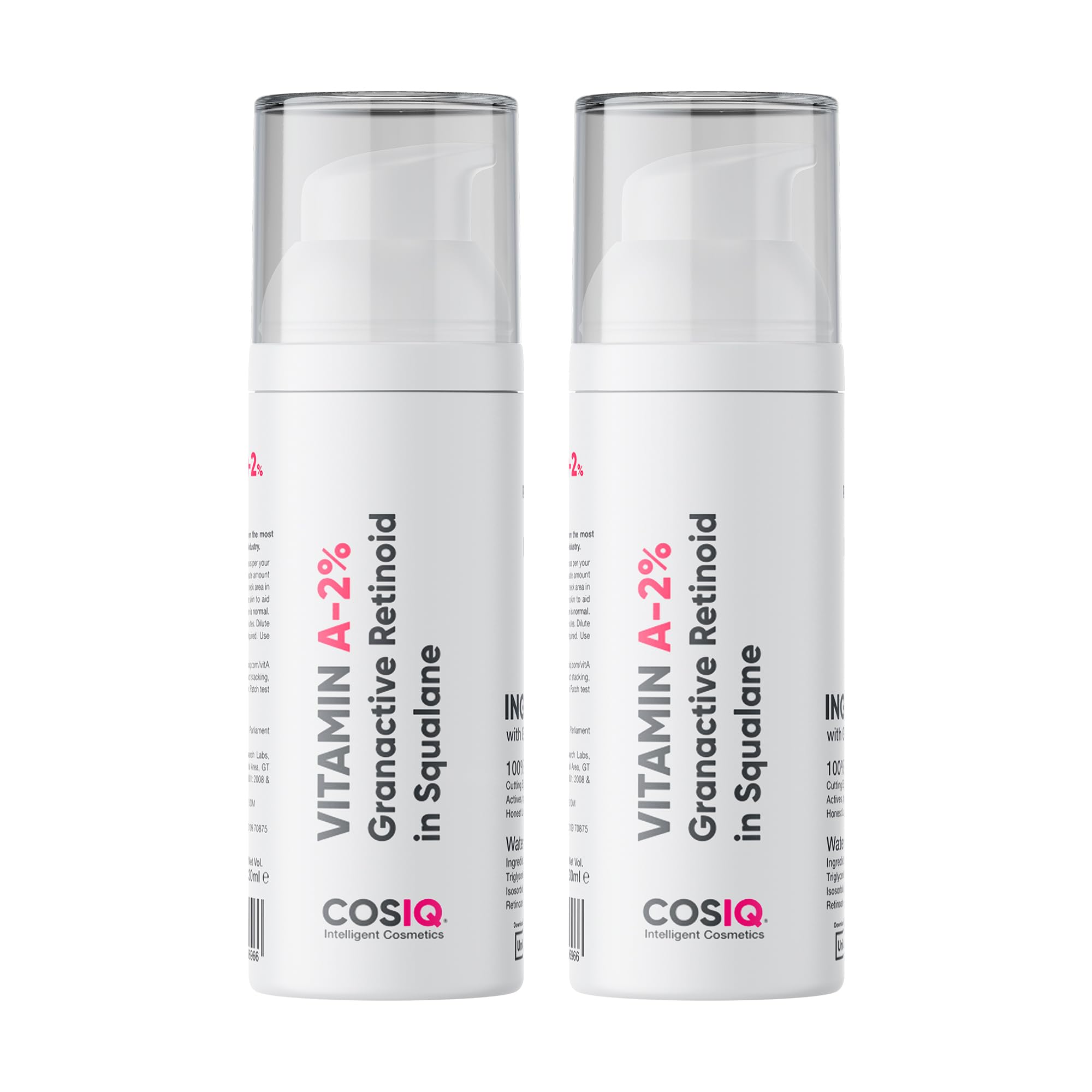 Cos-IQ 2% Vitamin A Granactive Retinoid in Squalane Face Serum | Only 4 Ingredients Vitamin-A Anti Ageing Retinol Night Serum for Wrinkles, Fine Lines & Acne | For Women & Men | 60ml