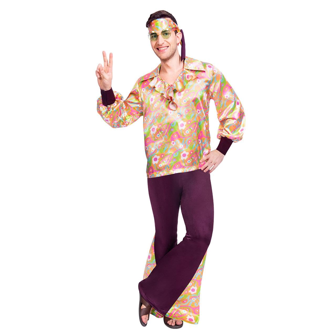 Amscan 9905142 - Men's 1960's Groovy Guy Hippy Adults Fancy Dress Costume Size: Standard