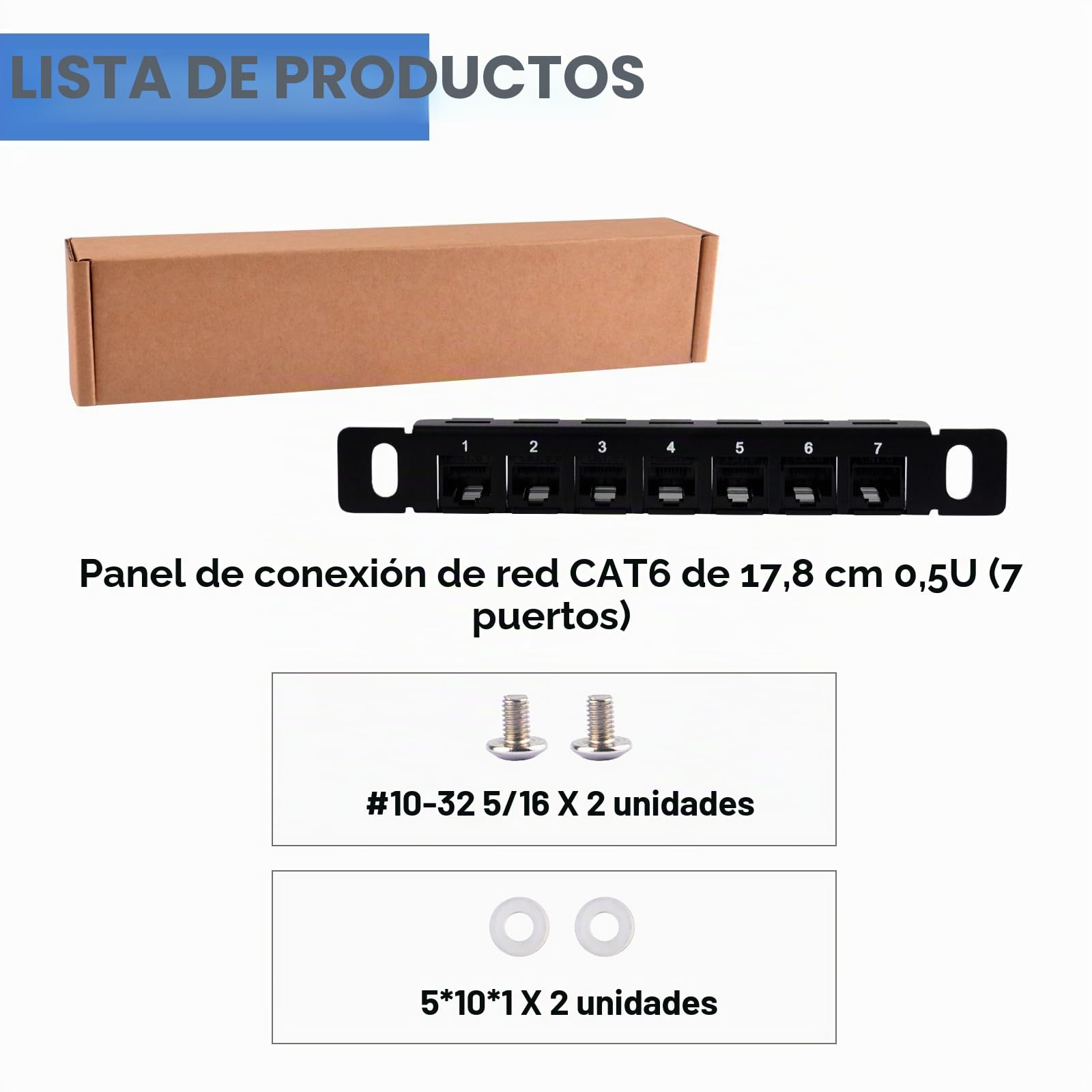 GeeekPi Panel de conexión de red CAT6 de 7 pulgadas, 0,5U, 7 puertos, para gabinete de servidor DeskPi RackMate TT